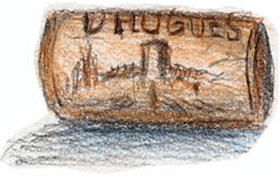 Dessin d'un bouchon de liège du chateau d'Hugues